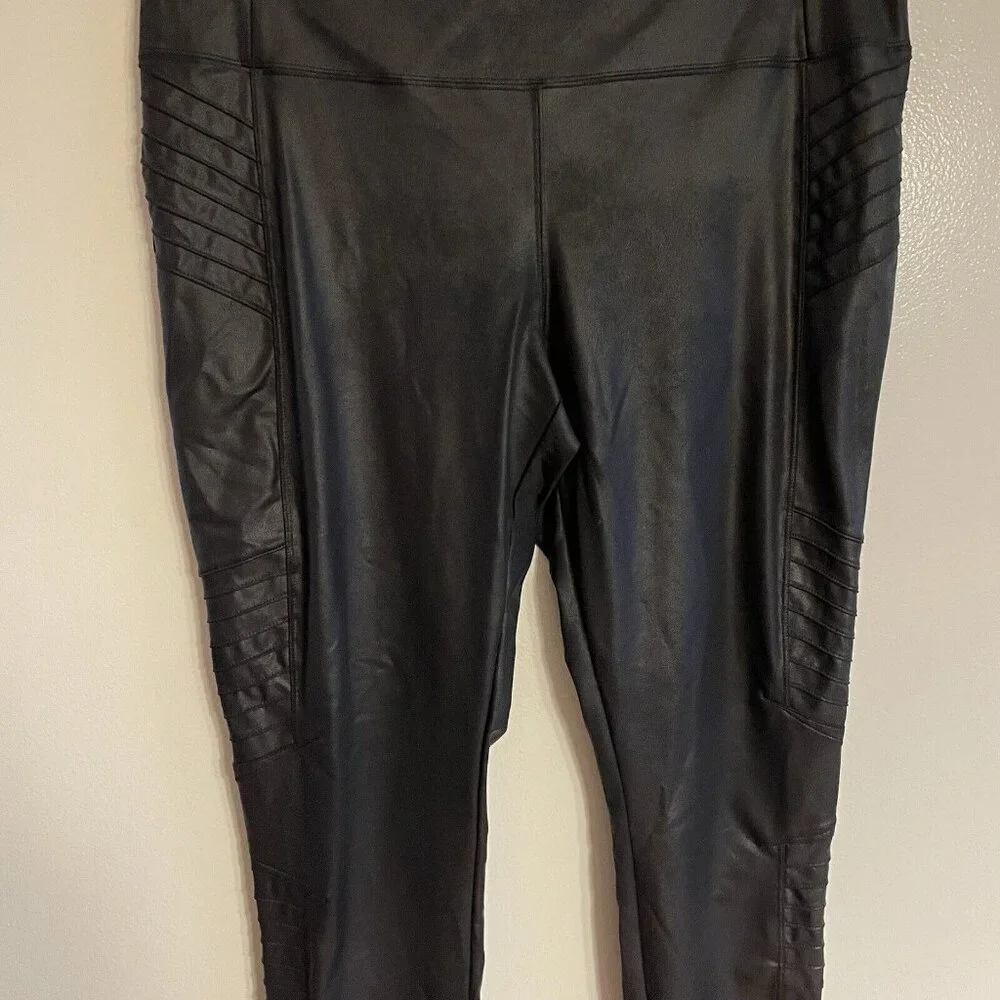 Athleta Women XL Black Athleisure High Rise Ankle Zip Delancey Gleam Moto Tight